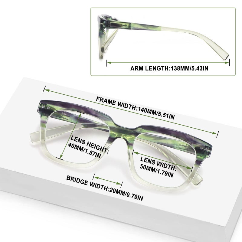 Chofilord 6 Pack Fashion Reading Glasses For Women Men Blue Light Blocking Oversized Square Readers With Spring Hinge (6 Pack Colorful  1.75) - Image 2