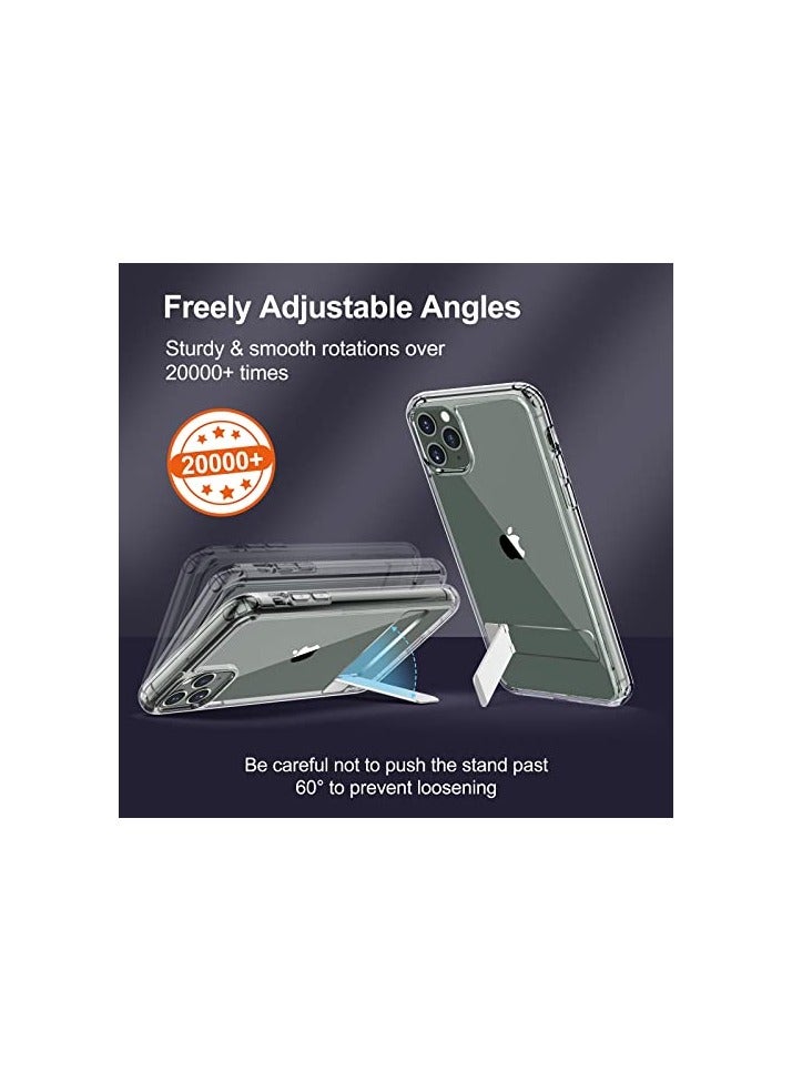 جي تيك حافظة JETech لهاتف iPhone 11 Pro مقاس 5.8 بوصة مع حامل، تدعم الشحن اللاسلكي، غطاء هاتف نحيف مقاوم للصدمات، مسند معدني ثلاثي الاتجاهات (شفاف) - Image 5