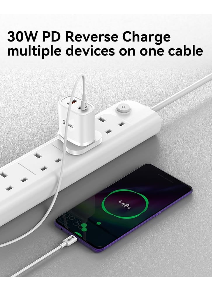 zedx - 30W PD Charger with Lightning Cable, Lightning to USB-C , USB-C Fast Charger, PD Charger, Fast Charger, USB-C Fast Charger & Multiple device Charging with one data cable - Image 1