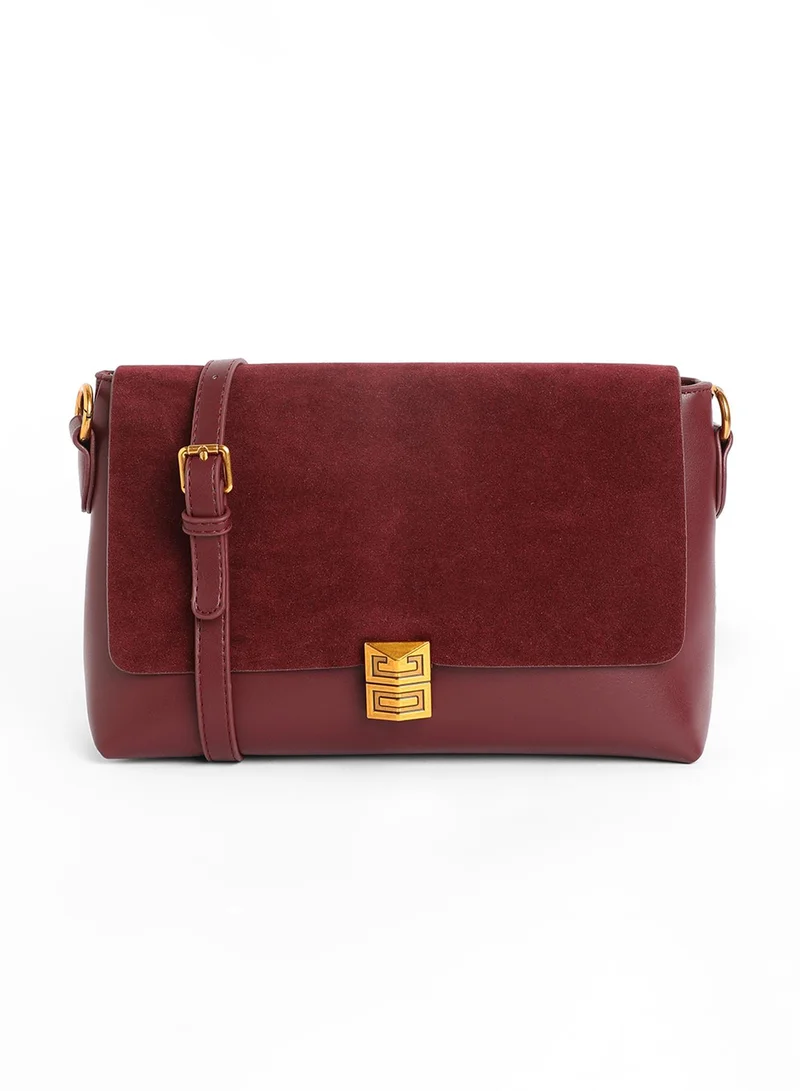Haute Sauce The Velvet Block Shoulder Bag - Wine Red