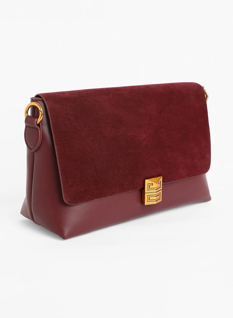 Haute Sauce The Velvet Block Shoulder Bag - Wine Red