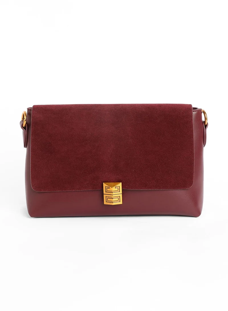 Haute Sauce The Velvet Block Shoulder Bag - Wine Red