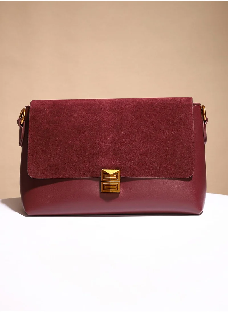 Haute Sauce The Velvet Block Shoulder Bag - Wine Red