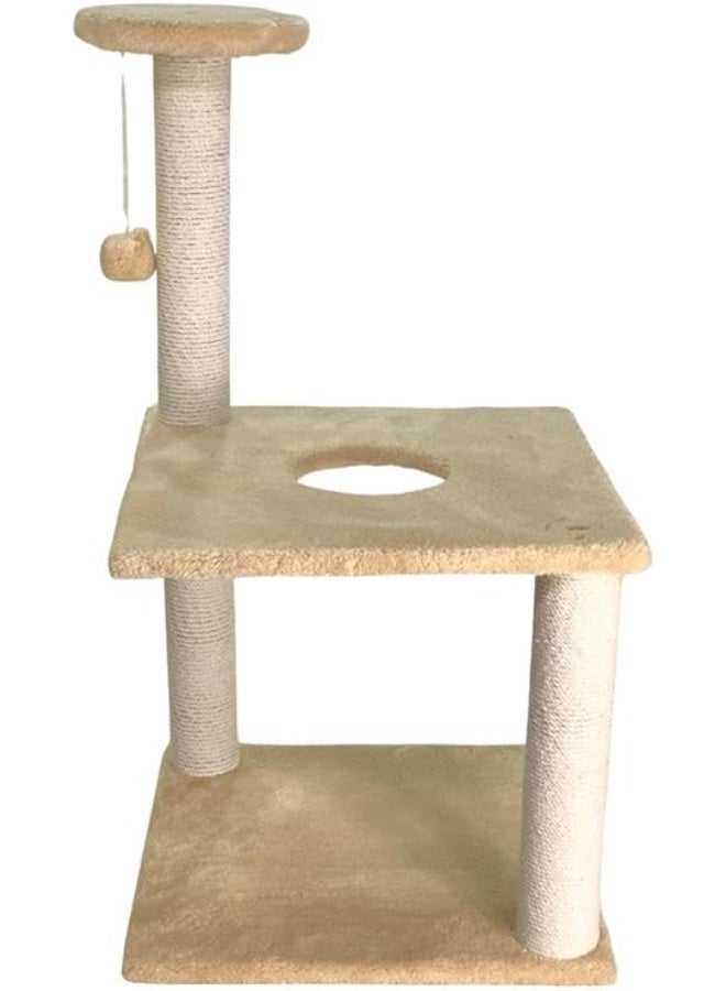 Pets House & Care Cat Tree Tower for Indoor Cats – Multi-Level Climbing Activity Center with Sisal Scratching Posts, Plush Perch & Dangling Toy, Durable Cat Furniture – 78 cm Height (Beige) - Image 2