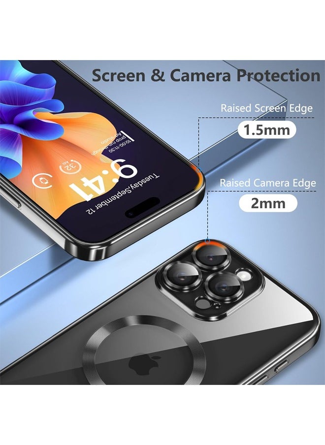 Generic - iPhone 16 Pro Max Case with Camera Lens Protector, [MagSafe Compatible][Anti-Scratch-Drop][Yellowing Resistant] Electroplated Durable TPU Magnetic iPhone 16 Pro Max Shockproof Case for Women Men, Black - Image 1
