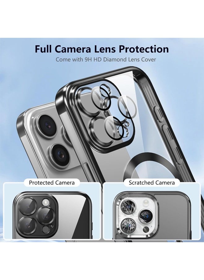 Generic - iPhone 16 Pro Max Case with Camera Lens Protector, [MagSafe Compatible][Anti-Scratch-Drop][Yellowing Resistant] Electroplated Durable TPU Magnetic iPhone 16 Pro Max Shockproof Case for Women Men, Black - Image 1