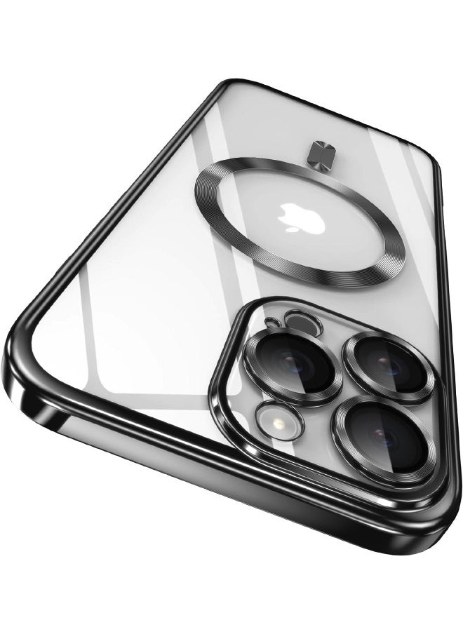 Generic - iPhone 16 Pro Max Case with Camera Lens Protector, [MagSafe Compatible][Anti-Scratch-Drop][Yellowing Resistant] Electroplated Durable TPU Magnetic iPhone 16 Pro Max Shockproof Case for Women Men, Black - Image 1