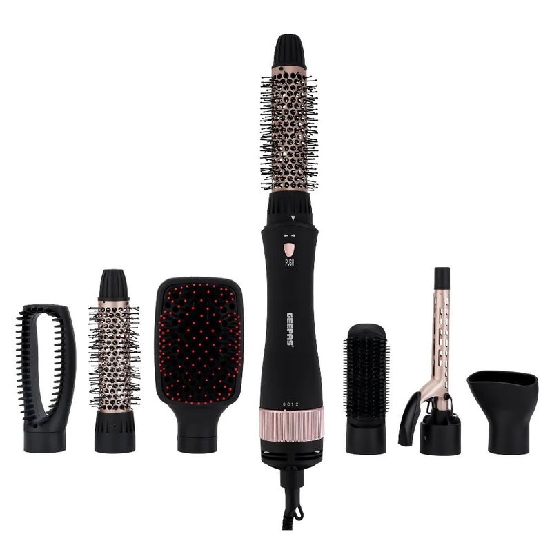 Geepas 8 in 1 Hair Styler GH86070 With 360degree Swivel Cord, 2 Speed And 7 Attachments