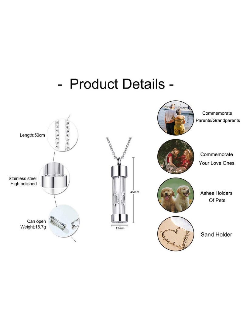 KASTWAVE Urn Necklace for Ashes, 2Pas Vial Necklace Glass Vial Pendant Stainless Steel Glass Container Necklace Openable Keepsake Cremation Ashes Holder, Bereavement Keepsakes Jewelry with 24Inches Box Chain. - Image 2