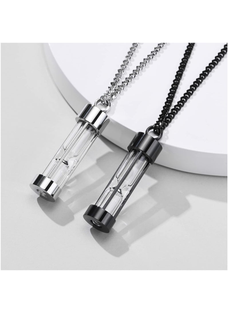 KASTWAVE Urn Necklace for Ashes, 2Pas Vial Necklace Glass Vial Pendant Stainless Steel Glass Container Necklace Openable Keepsake Cremation Ashes Holder, Bereavement Keepsakes Jewelry with 24Inches Box Chain. - Image 3