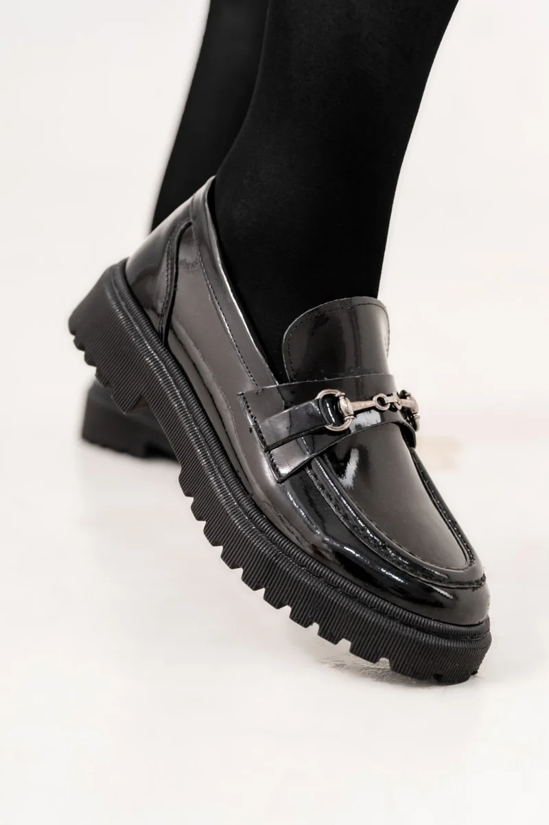 Mnpc Girls Black Patent Leather Anatomical College Shoes