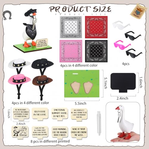 Motionchic 24 Pcs Magnetic Goose Key Holder Cute Resin Goose Statue with Cowboy Hats Bandanas Writable Interchangeable Signs Chalk for New Apartment Housewarming Gifts Office Table Desk Home Decor - Image 5