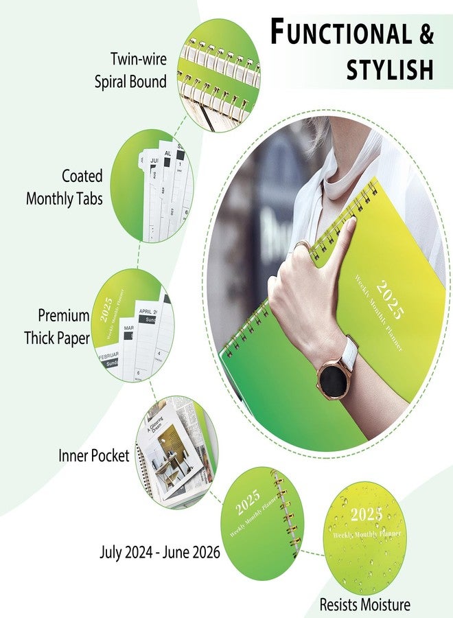 Ymumuda 2025 Planner Weekly Monthly, JAN.2025 to DEC.2025, 12 Months, 8.5" X 11", 2025 Large Monthly Calendar Planner with Spiral Bound, Excellent for School Office Supplies, Yellow Green - Image 5