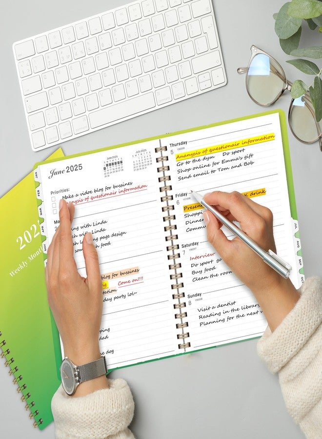 Ymumuda 2025 Planner Weekly Monthly, JAN.2025 to DEC.2025, 12 Months, 8.5" X 11", 2025 Large Monthly Calendar Planner with Spiral Bound, Excellent for School Office Supplies, Yellow Green - Image 2