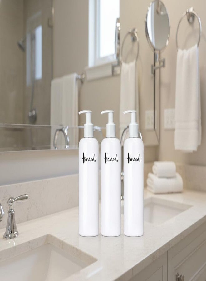 هارودز زجاجات هارودز فارغة بمضخة سعة 500 مل (عبوة من 3 زجاجات) | زجاجات بلاستيكية قابلة لإعادة التعبئة مع مضخة | عبوات للوشن والشامبو والبلسم والصابون السائل | زجاجات بيضاء لتخزين مستحضرات التجميل - Image 4