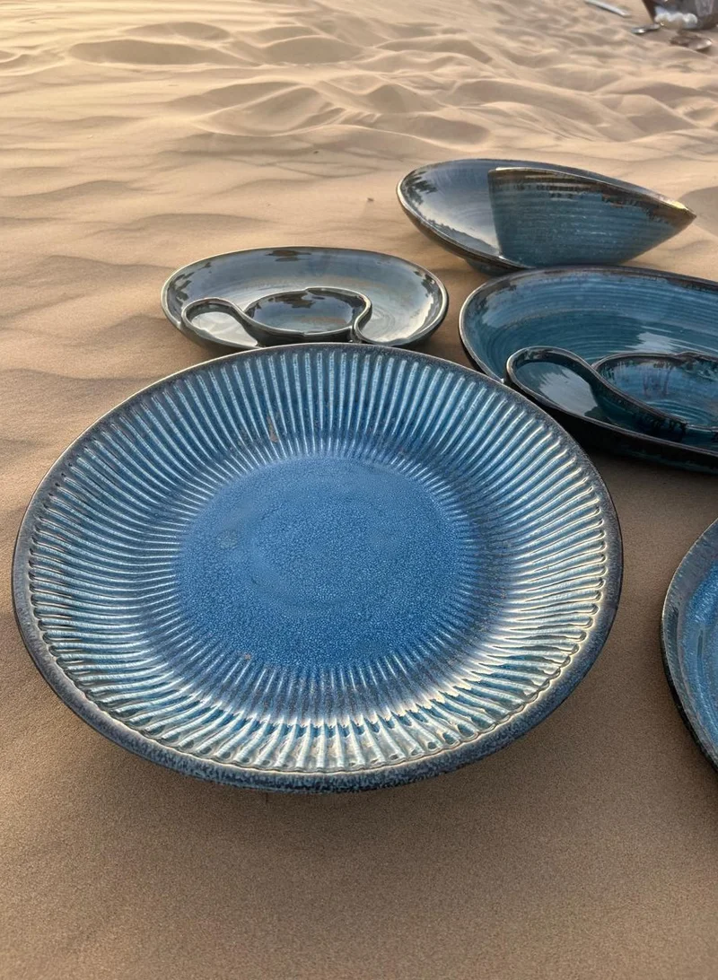 Tohfa Luxe TohfaLuxe Sapphire Bloom – Oversized Round Ceramic Platter