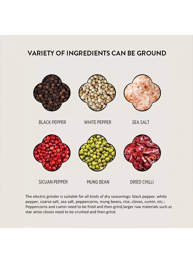 ZLH HITY 2 Pack Electric Grinder Salt and Pepper Grinder Set, Battery Powered Pepper Grinder, Adjustable Ceramic Grinder with Stand - Image 4