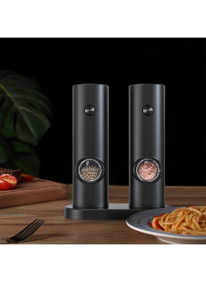 ZLH HITY 2 Pack Electric Grinder Salt and Pepper Grinder Set, Battery Powered Pepper Grinder, Adjustable Ceramic Grinder with Stand - Image 3