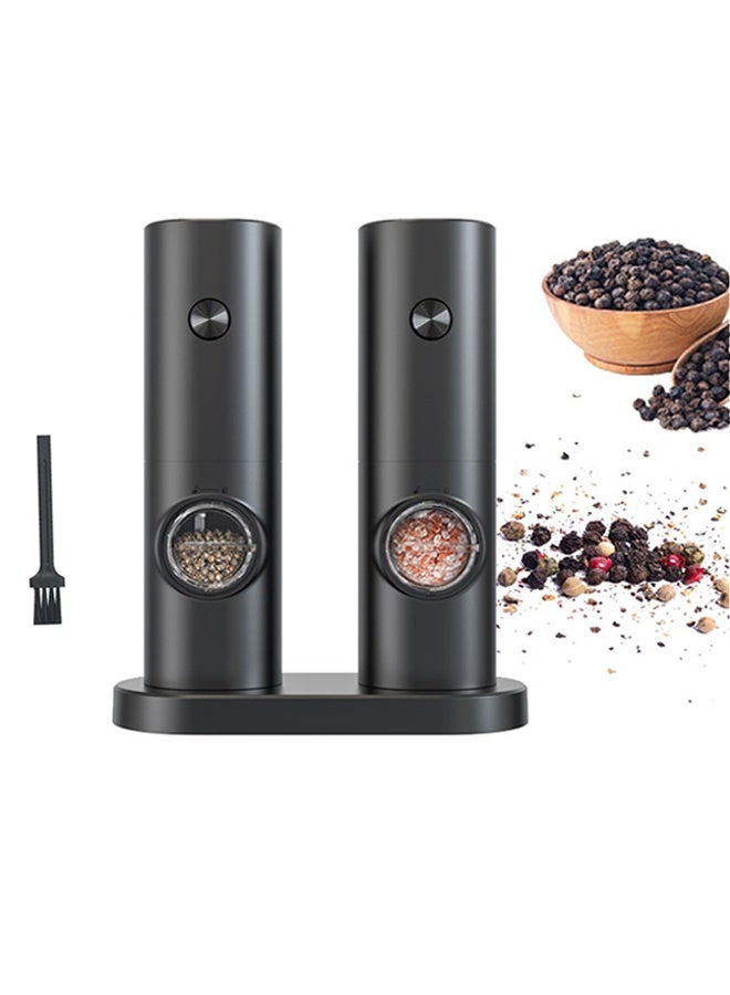 ZLH HITY 2 Pack Electric Grinder Salt and Pepper Grinder Set, Battery Powered Pepper Grinder, Adjustable Ceramic Grinder with Stand - Image 2