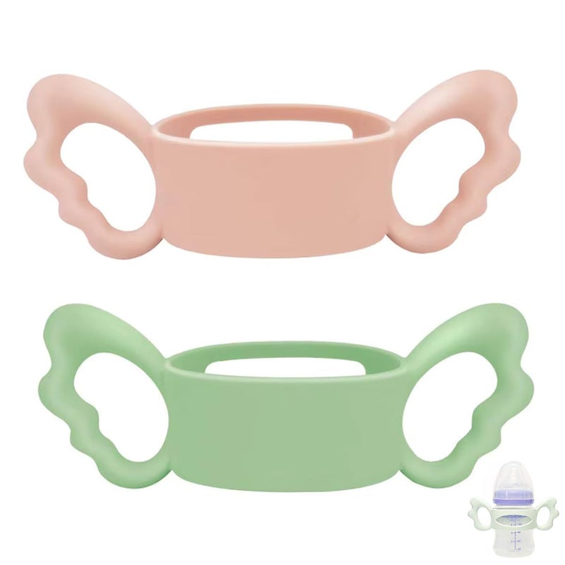 ROMIRUS مقبض زجاجة سيليكون متوافق مع زجاجات Lansinoh للأطفال لتسهيل الإمساك 2 عبوة 4 أشهر - Image 1