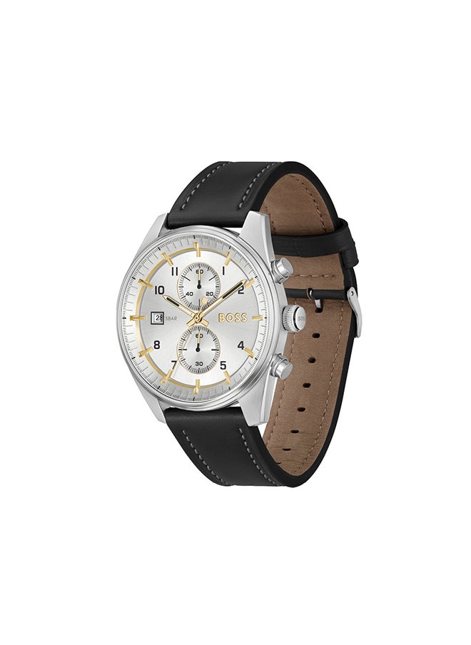 HUGO BOSS - Men's Chronograph Round Shape Leather Wrist Watch 1514147 - 44 Mm - Image 1