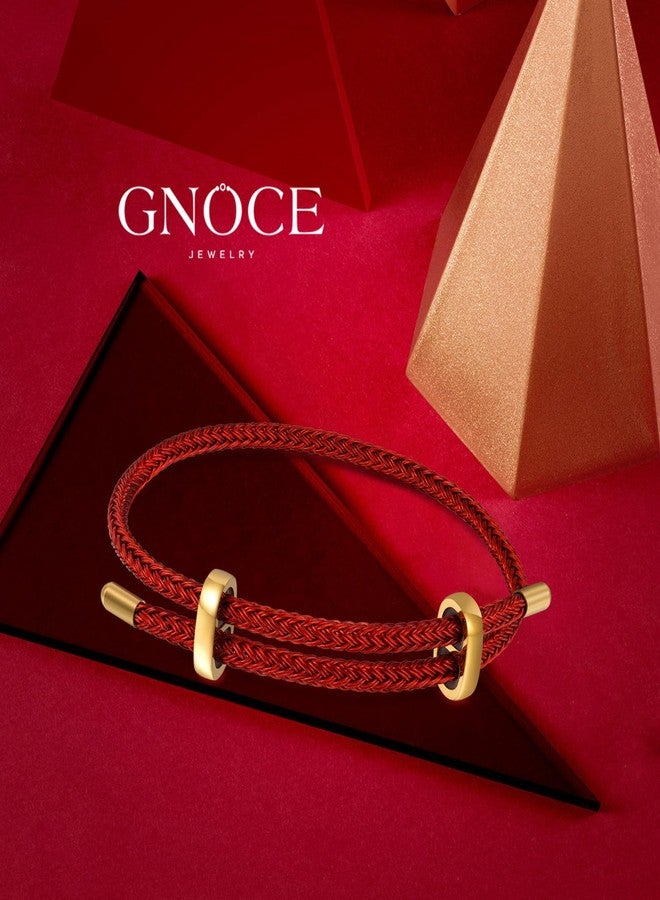 GNOCE Adjustable Red Basic Bracelet with 2 Pieces of Stoppers Bracelet for Women, Stainless Steel Bracelet For Her - Image 5