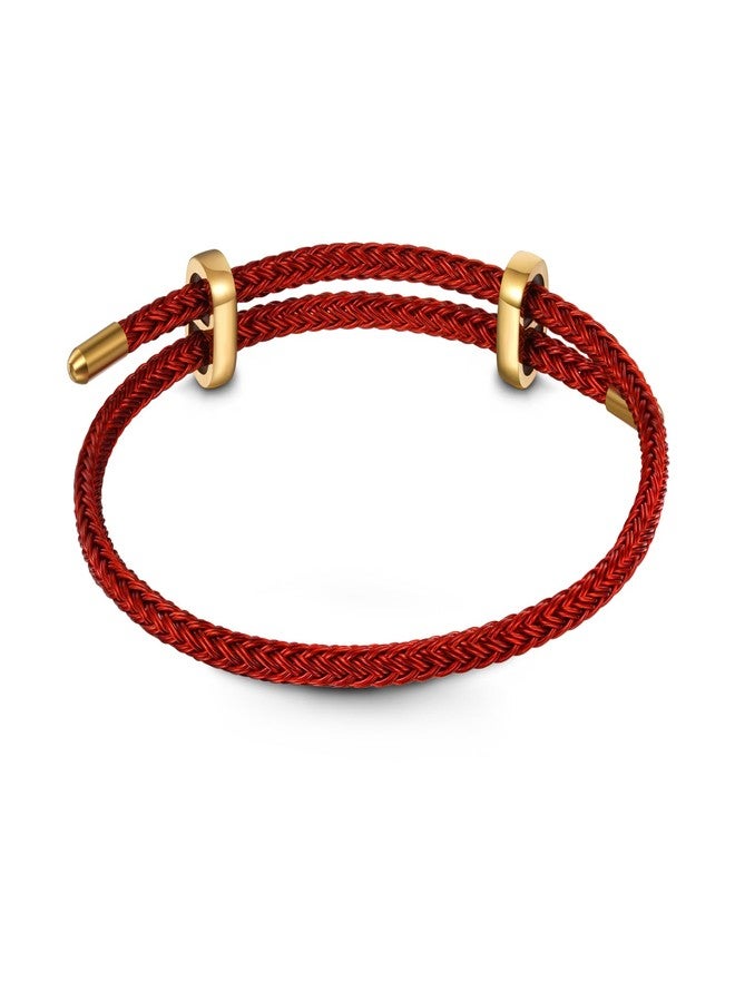 GNOCE Adjustable Red Basic Bracelet with 2 Pieces of Stoppers Bracelet for Women, Stainless Steel Bracelet For Her - Image 2