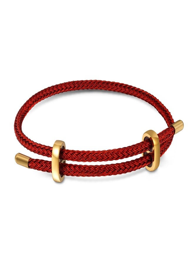 GNOCE Adjustable Red Basic Bracelet with 2 Pieces of Stoppers Bracelet for Women, Stainless Steel Bracelet For Her - Image 1
