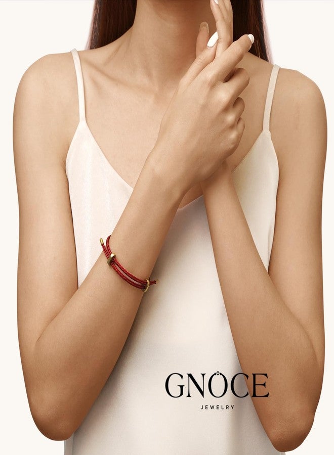 GNOCE Adjustable Red Basic Bracelet with 2 Pieces of Stoppers Bracelet for Women, Stainless Steel Bracelet For Her - Image 4