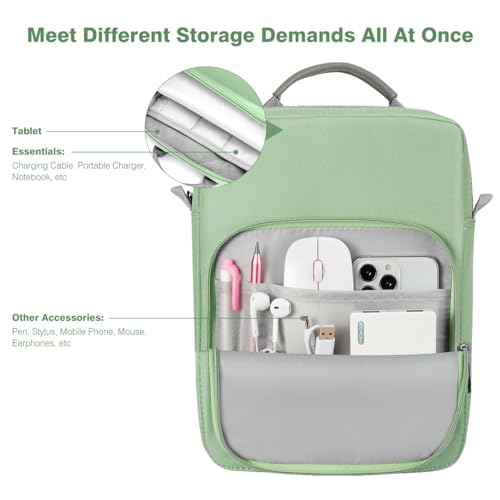 Dadanism 9-11 Inch Tablet Sleeve Bag Carrying Case with Shoulder Strap for iPad (A16) 11", iPad 10th Gen 10.9", iPad Air M4/Pro M5 11", iPad 9/8/7th 10.2", Galaxy Tab A11+ Plus 11", Dark Green - Image 3