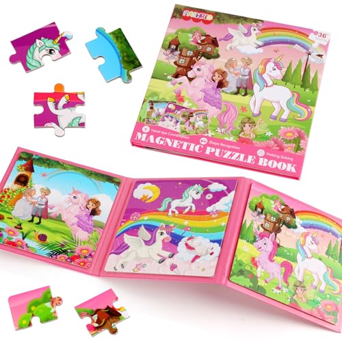 NASHRIO Magnetic Puzzles for Kids Ages 46 20Piece Toddler Travel Toys Unicorn Princess Puzzles Ages 35 Educational Learning Magnets Ideal Road Trip Activities Toys for 3 4 5 6 Boys and Girls - Image 1