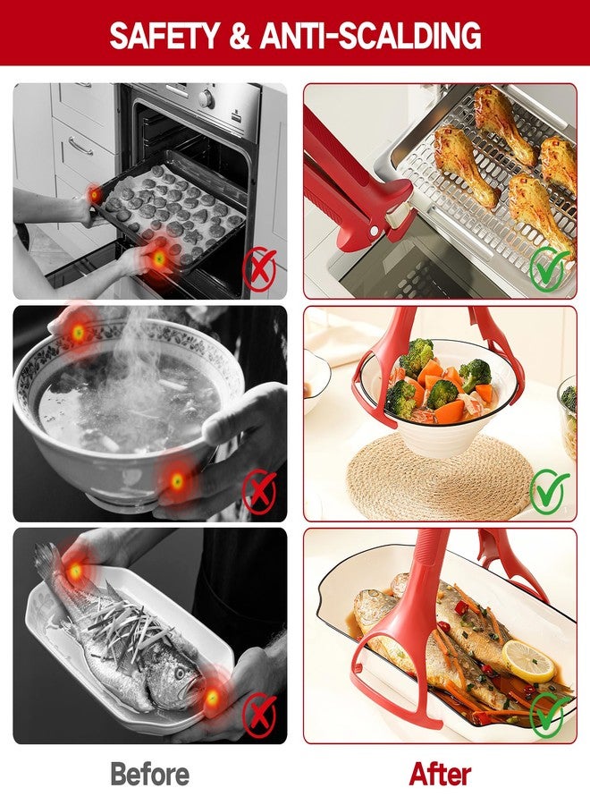 Casbomy 2-in-1 Hot Plate Gripper, 2-in-1 Anti-Scalding Hot Plate Gripper, Multi-Purpose Anti-Scalding Hot Bowl Dish Plate Grippers Clips, Anti-Scalding Bowl Holder for Air Fryer & Steaming Use - Image 5