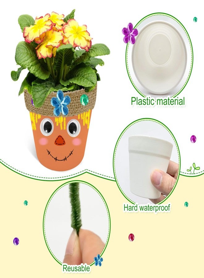 Cinrobiye 24 Set Fall Scarecrow Craft Kit DIY Garden Pot Plant Crafts Pot with Stickers for Fall Thanksgiving Autumn Harvest Classroom Creative DIY Art Project Bulk Painting (Scarecrow) - Image 3
