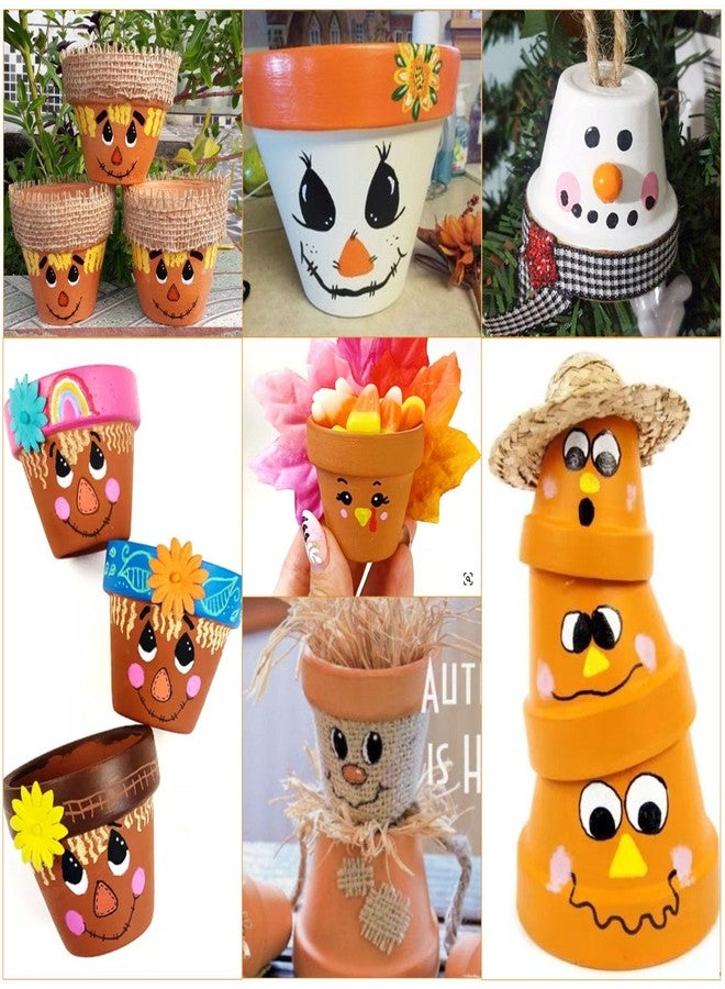 Cinrobiye 24 Set Fall Scarecrow Craft Kit DIY Garden Pot Plant Crafts Pot with Stickers for Fall Thanksgiving Autumn Harvest Classroom Creative DIY Art Project Bulk Painting (Scarecrow) - Image 5