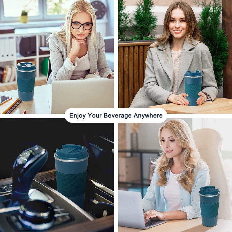 IVAR Coffee Tumbler 510ml InsulatedStainless Steel Coffee Tumbler for Hot Cold Drinks Travel Mug with Leak Proof Sipper Lock Lid Color Blue 1Pcs - Image 5