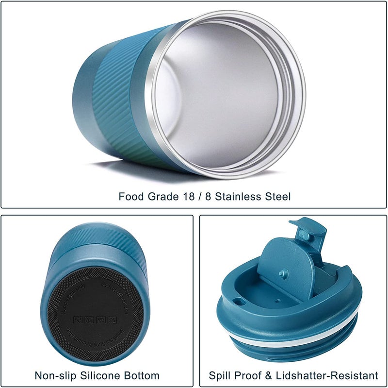 IVAR Coffee Tumbler 510ml InsulatedStainless Steel Coffee Tumbler for Hot Cold Drinks Travel Mug with Leak Proof Sipper Lock Lid Color Blue 1Pcs - Image 2