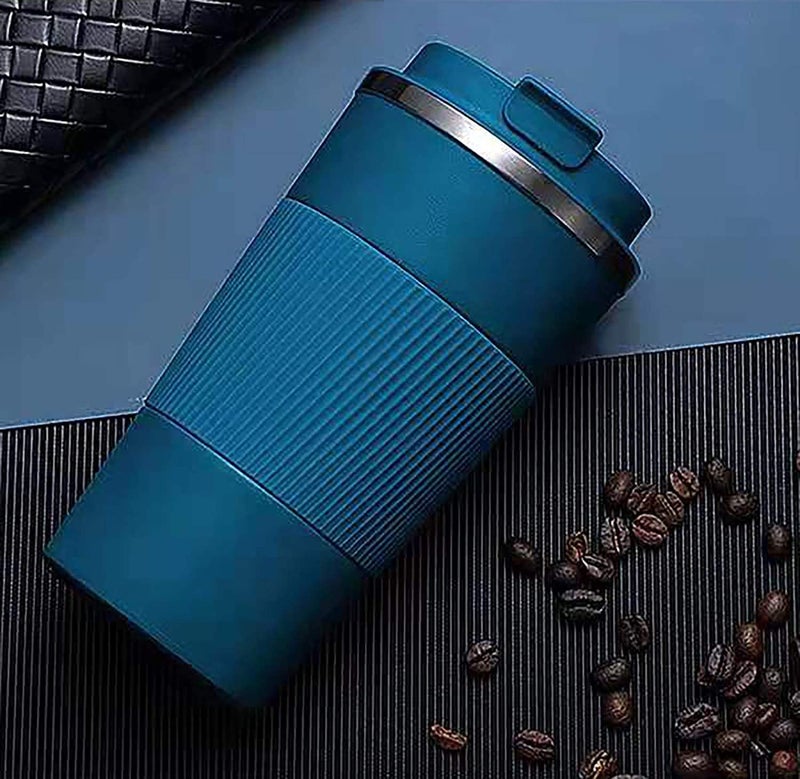 IVAR Coffee Tumbler 510ml InsulatedStainless Steel Coffee Tumbler for Hot Cold Drinks Travel Mug with Leak Proof Sipper Lock Lid Color Blue 1Pcs - Image 1