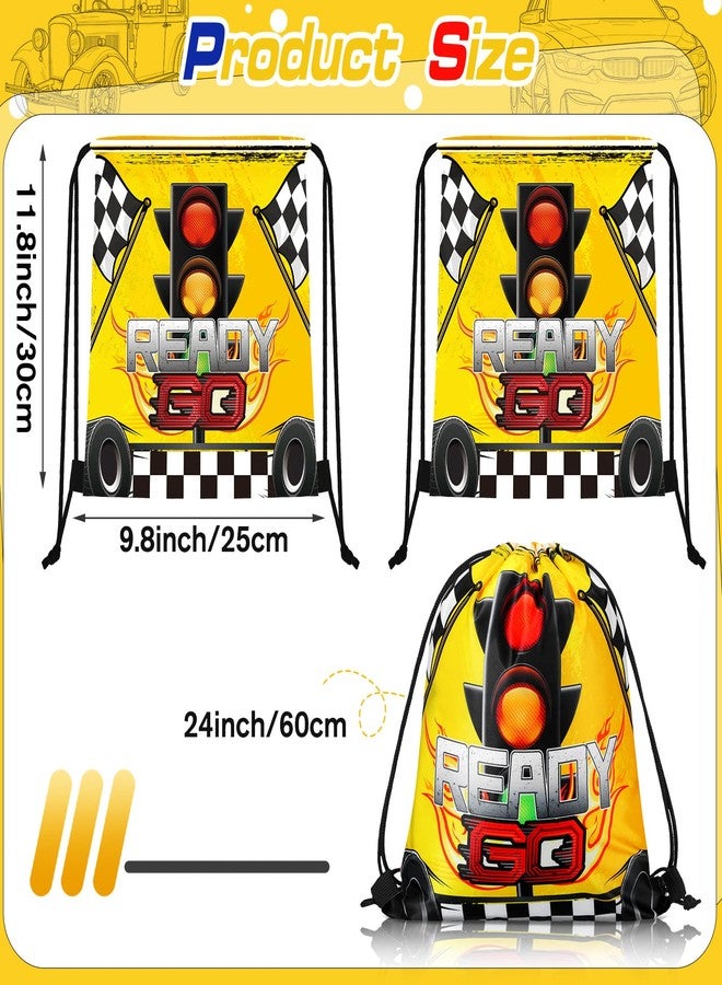 Ferraycle 32 Pcs Race Car Birthday Party Supplies Race Car Favor Bags Goodie Drawstring Bags for Gifts, 4 Styles - Image 3
