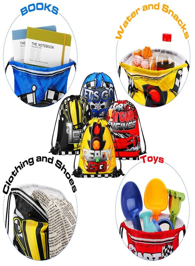 Ferraycle 32 Pcs Race Car Birthday Party Supplies Race Car Favor Bags Goodie Drawstring Bags for Gifts, 4 Styles - Image 5