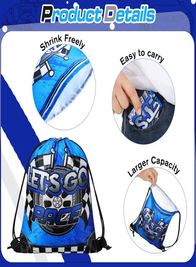 Ferraycle 32 Pcs Race Car Birthday Party Supplies Race Car Favor Bags Goodie Drawstring Bags for Gifts, 4 Styles - Image 4