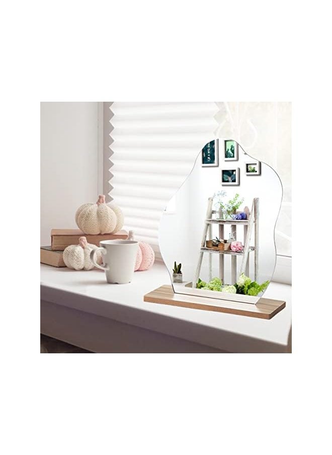 The Bros Makeup Mirror for Desk with Stand-Aesthetic Desk Decor Vanity Mirror-Frameless Table top for Bedroom,Living Room and Minimal Spaces Room Decor  - Image 2