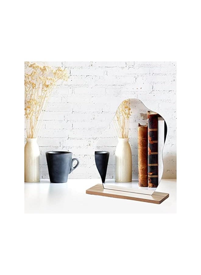 The Bros Makeup Mirror for Desk with Stand-Aesthetic Desk Decor Vanity Mirror-Frameless Table top for Bedroom,Living Room and Minimal Spaces Room Decor  - Image 3