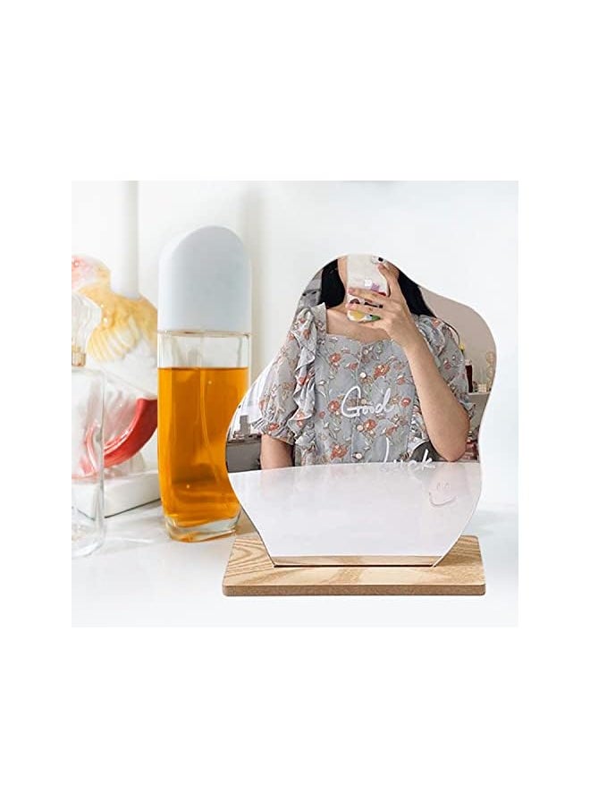 The Bros Makeup Mirror for Desk with Stand-Aesthetic Desk Decor Vanity Mirror-Frameless Table top for Bedroom,Living Room and Minimal Spaces Room Decor  - Image 5