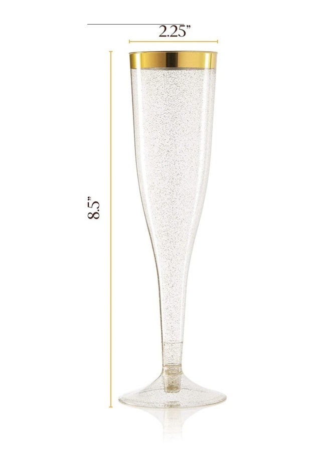 24 Pack Gold Glitter Plastic Cups 6.5 OZ Clear Plastic Cups Tumblers, Fancy Disposable Hard Plastic Cups with Gold Glitter, Premium Wedding Cups Elegant Party Cups, Recyclable and BPA-Free - Image 2