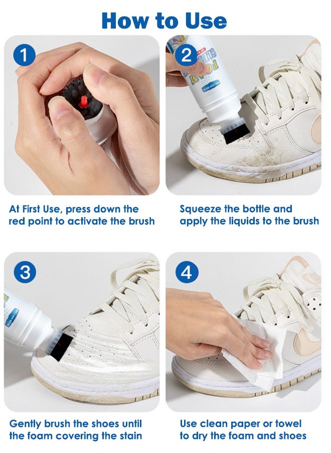 WILLIAM WEIR 100ml Portable Foam Shoe Cleaner Built-in Brush for Non-washing Decontamination and Whitening of Sports Shoe Sneakers White Shoes Microfiber Shoe and Cloth Shoes Cleaning  - Image 5