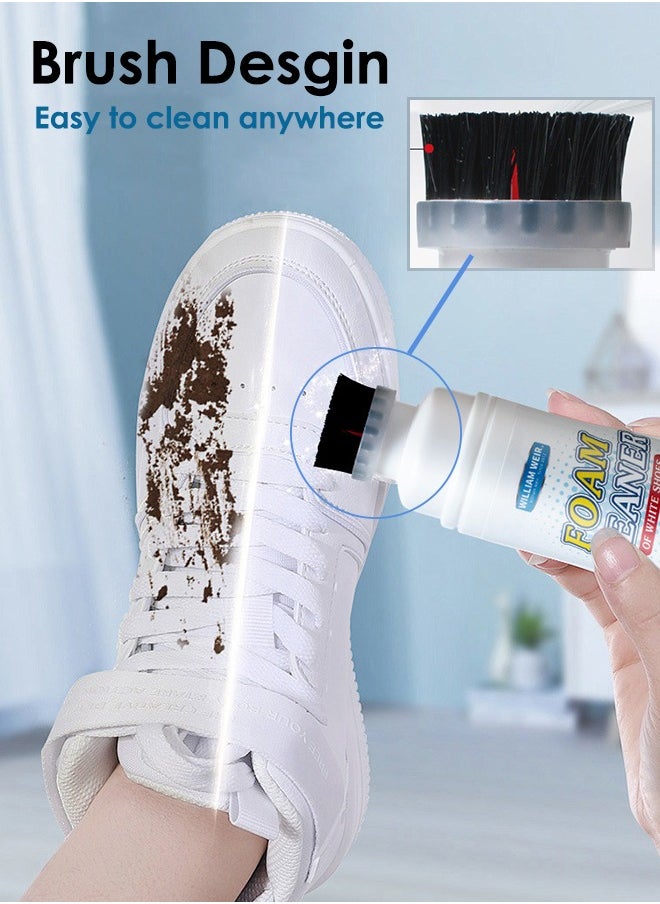 WILLIAM WEIR 100ml Portable Foam Shoe Cleaner Built-in Brush for Non-washing Decontamination and Whitening of Sports Shoe Sneakers White Shoes Microfiber Shoe and Cloth Shoes Cleaning  - Image 4