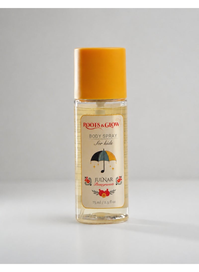 Roots & Glow Kids Body Mist – 75ml Pomegranate Gentle Body Spray for Children – Light Refreshing Fragrance – Non-Irritating Safe Formula – Quick Dry Easy Application – Roots & Glow - Image 1