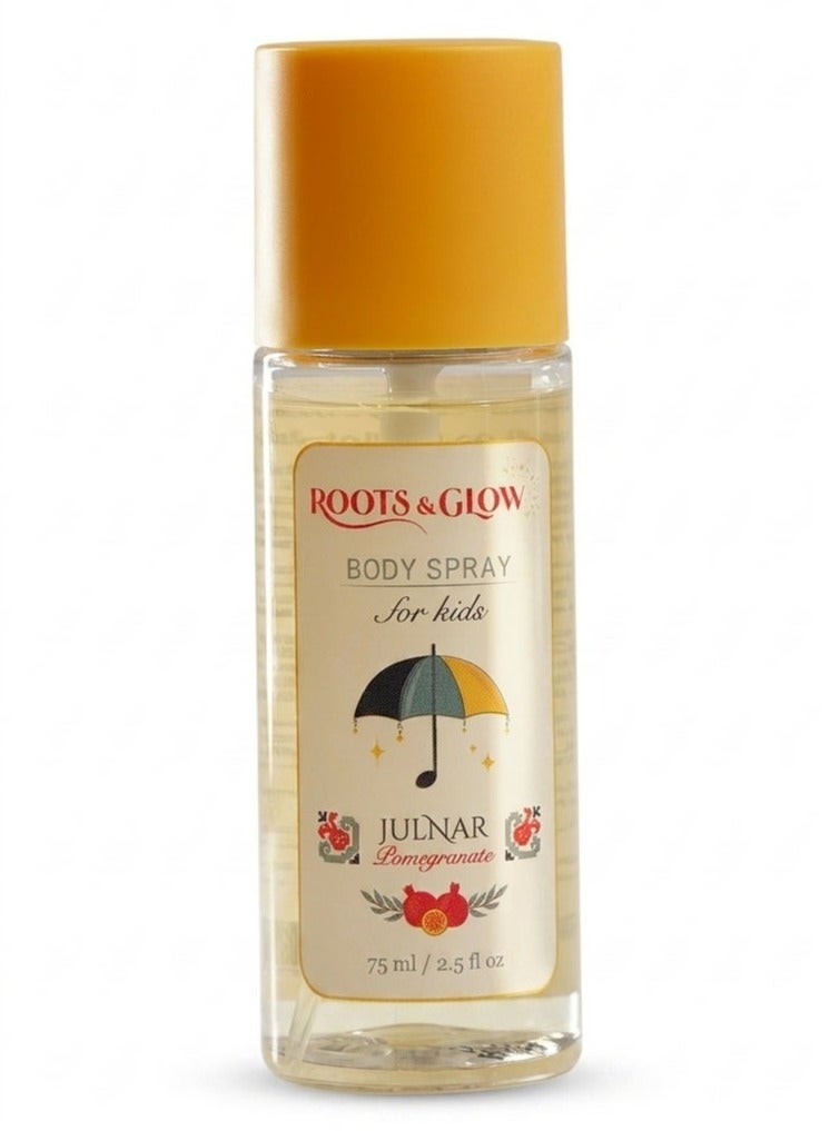 Roots & Glow Kids Body Mist – 75ml Pomegranate Gentle Body Spray for Children – Light Refreshing Fragrance – Gentle Formula – Quick Dry Easy Application – Roots & Glow - Image 1