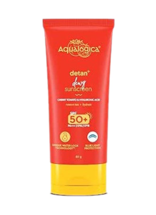 Aqualogica Detan+ Dewy Sunscreen with Cherry Tomato & Hyaluronic Acid with SPF 50 & PA++++ - 80g  - Image 1