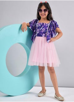 Stylo Bug Floral Print Mesh Insert Dress with Ruffled Sleeves by Styli  - Image 2
